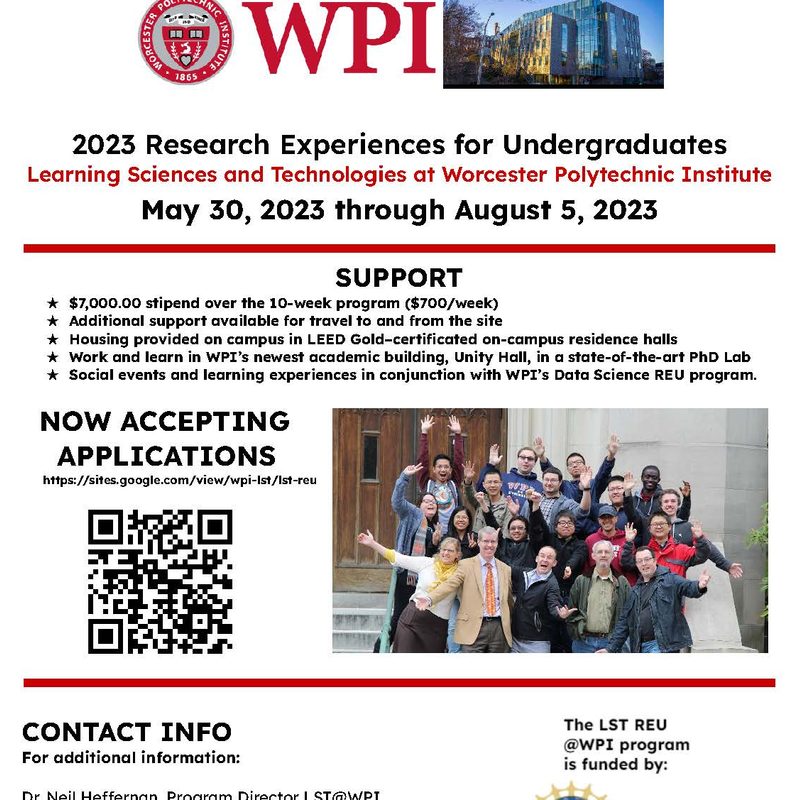 2023 Research Experiences for Undergraduates with WPI Computer