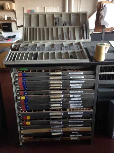Trays of Type for Letterpress
