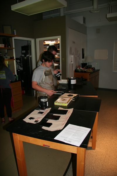 Students choosing a pinhole camera