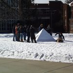 Snow pyramid built winter 2008 as part of sculpture class