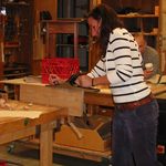 Student Liz Alspach tried her hand at woodworking techniques learned from Tom Caspar.