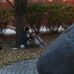 Students enjoy the outdoors as they draw for classes