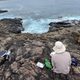 Anna Klein ‘23 watercolors the rocky coast at Blowhole Point Reserve in Kiama