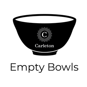 Empty bowls logo black and white with full Carleton logo