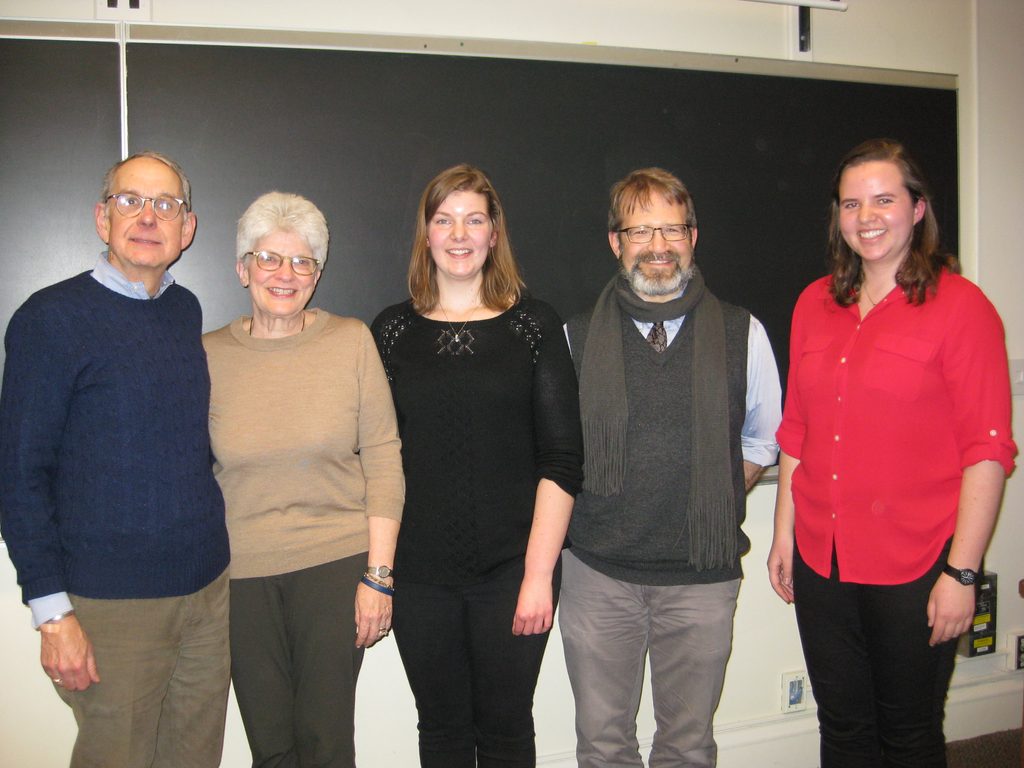 Rick Mullin, Mary Henry, Celeste Koppe '16, Bill North, Nora Katz '16