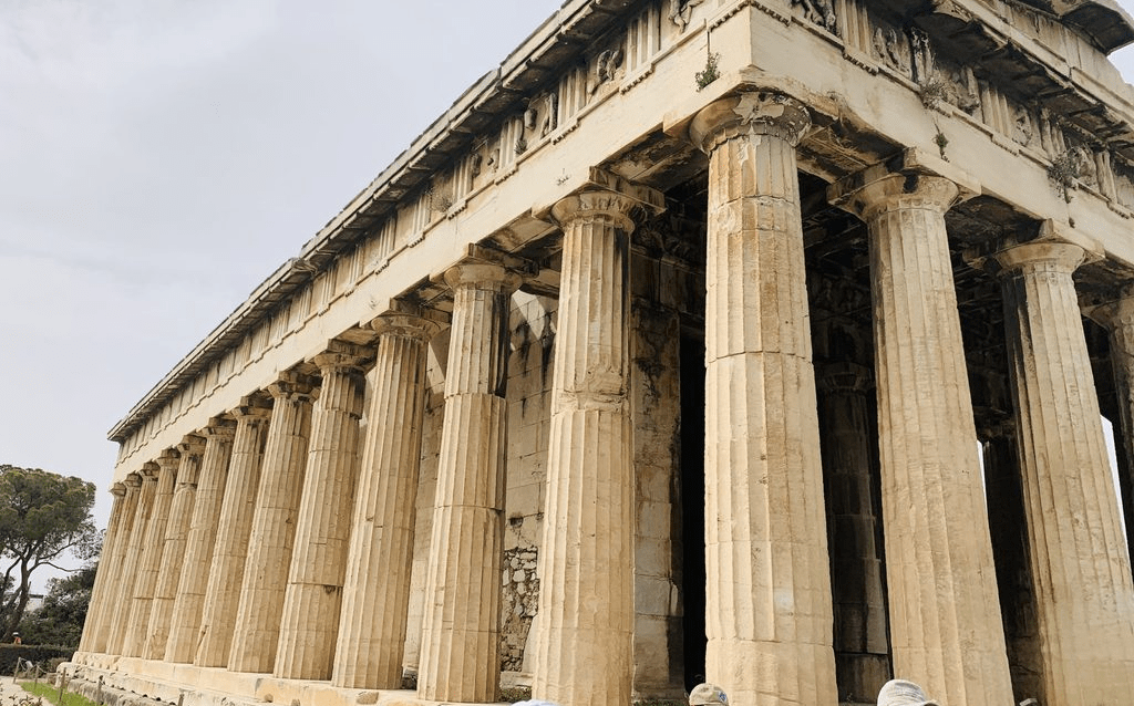 Three quarters view of the Temple of Hephaestus in Greece
