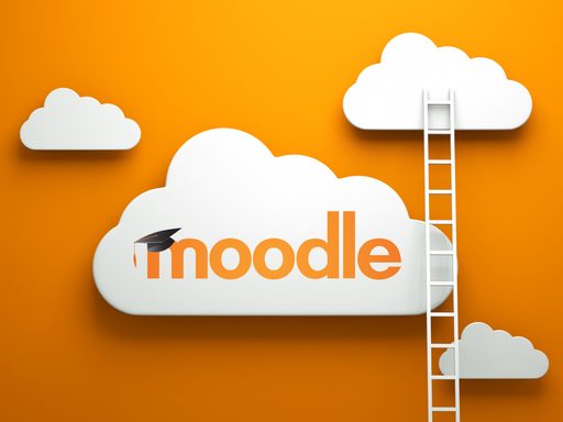 Moodle logo with clouds and a ladder