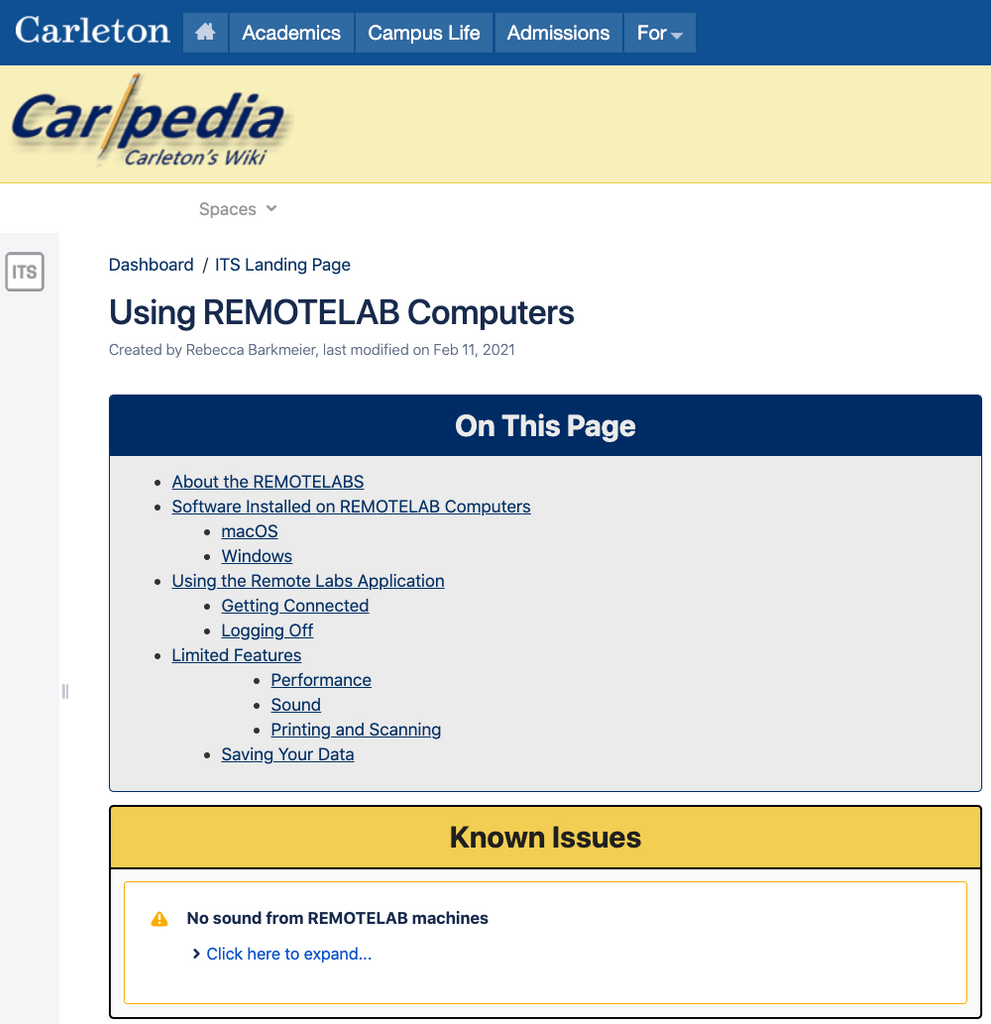 Remote Lab page on Carlpedia.
