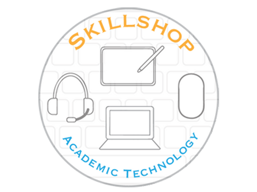Skillshop logo with icons of laptop, headset with microphone, mouse, and tablet with pen. The logo is circular and includes the words 