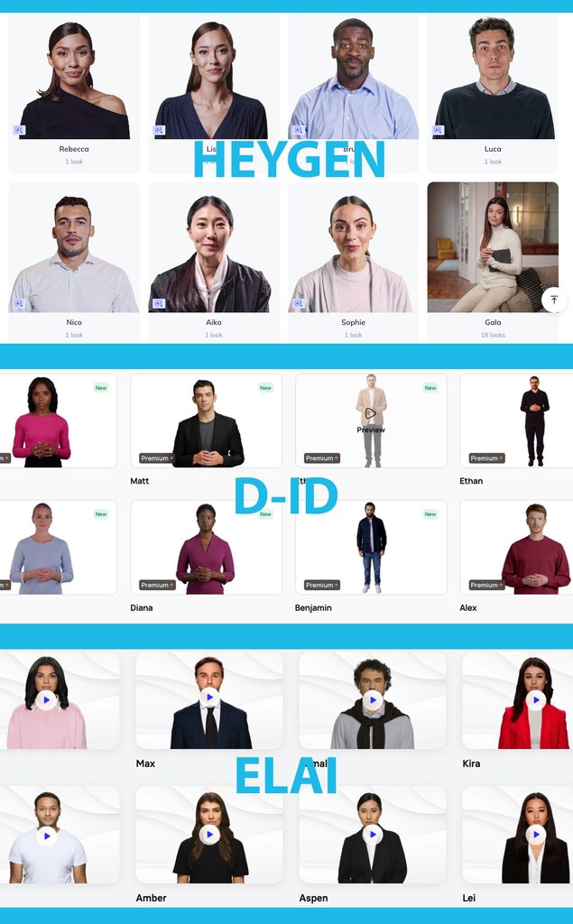 Sample Avatars from Various Tools