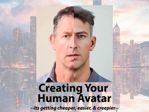 Dann Hurlbert face split with similar looking avatar.