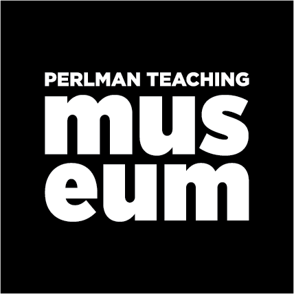 Perlman Teaching Museum logo white words on black