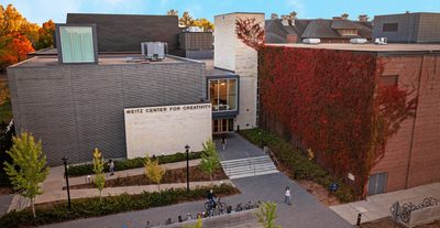 Weitz Center for Creativity external aerial view