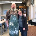 Professor of Art Kelly Connole and Ceramic Artist Ehren Tool stand next to each other in the Carleton ceramics studio.