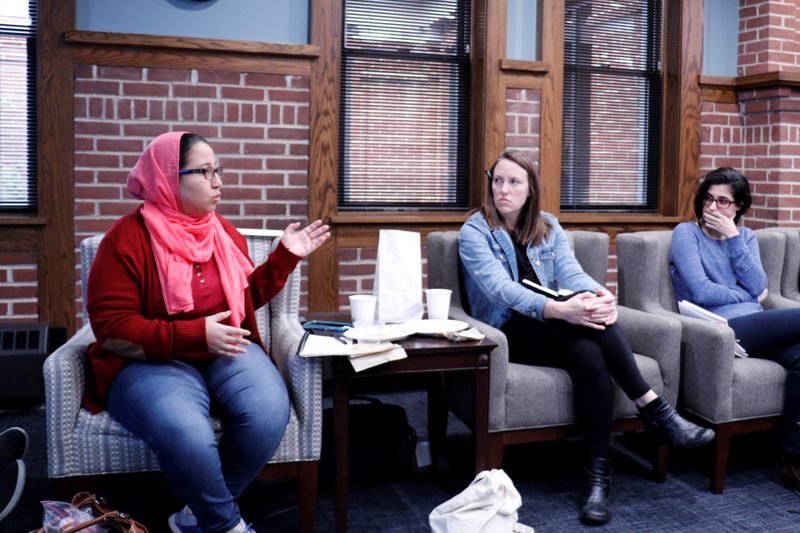 Participants discuss at the workshop