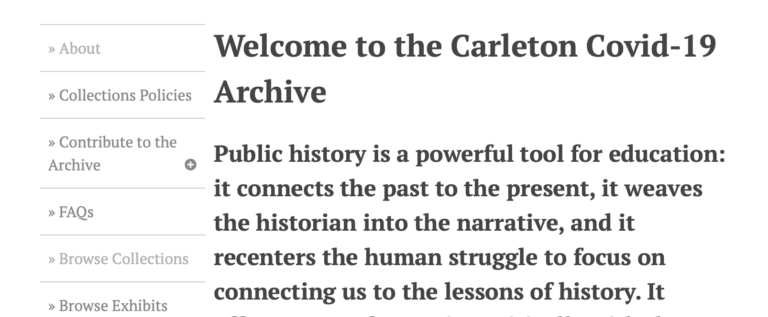 Student-Authored Blog Post on Carleton Covid-19 Archive