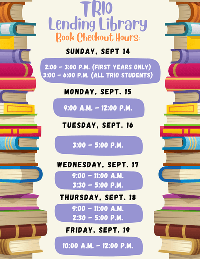 all book checkout hours for week 1