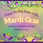 yellow, green and purple with a border of beads and masquerade masks