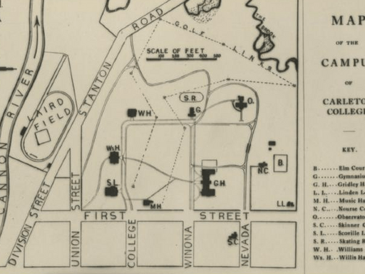 Map of Carleton campus from archives