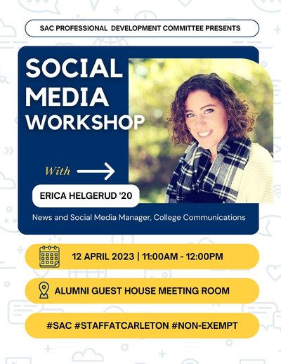 flyer for SAC social media workshop on April 12, 2023