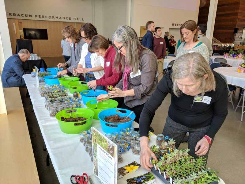Staff working on their plant creation