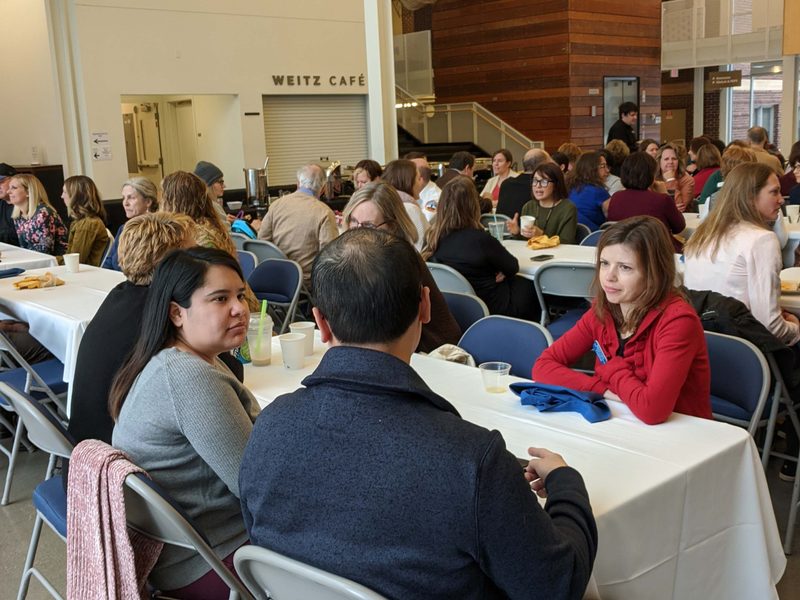 People visiting at breakfast