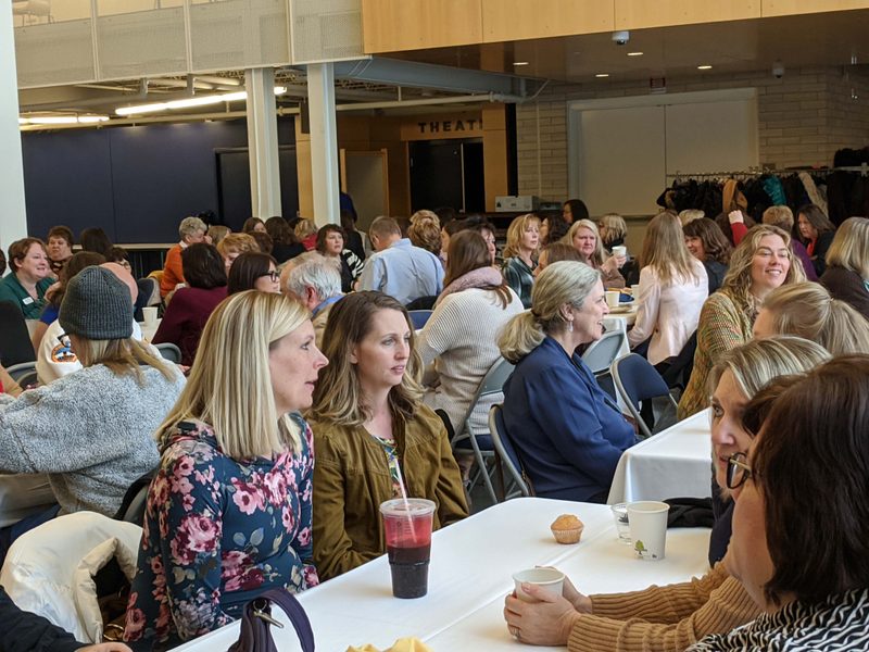 People visiting at breakfast
