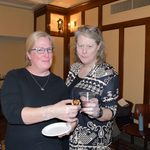 Staff enjoying food and beverages from Bon Appetit