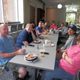 Staff eating breakfast.