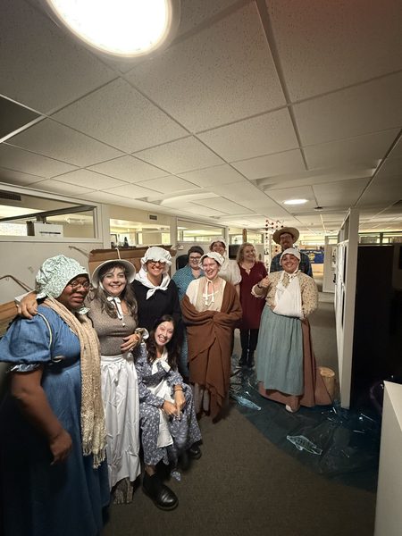 The AAF office in 200 Division, decorated like the Oregon Trail for Halloween.