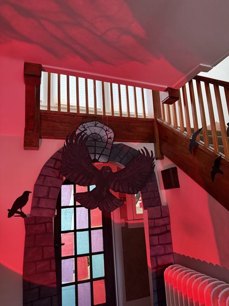 Bird House decorated for Halloween.