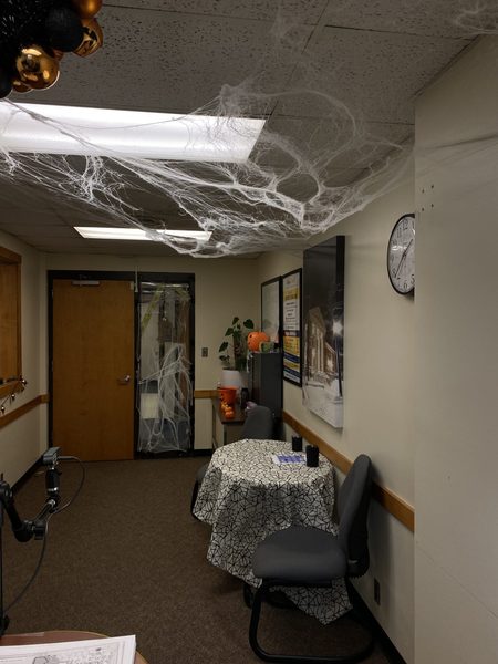 OneCard office decorated for Halloween.