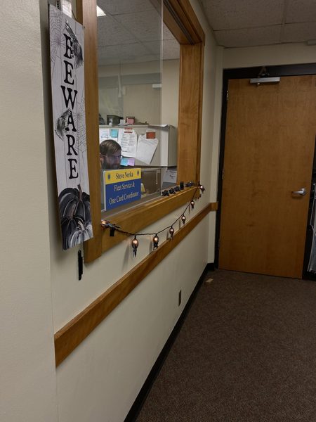 OneCard office decorated for Halloween.