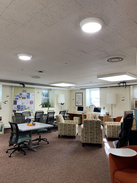 Educational Studies lounge decorated for Halloween.