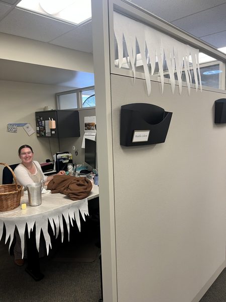 The AAF office in 200 Division, decorated like the Oregon Trail for Halloween.