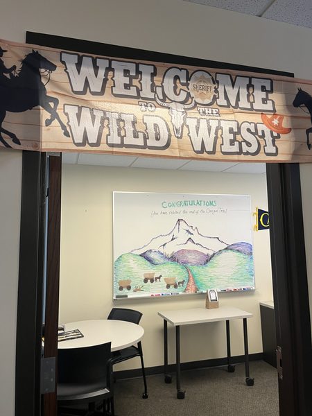 The AAF office in 200 Division, decorated like the Oregon Trail for Halloween.