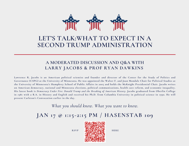 Event poster for Let's Talk: What to Expect in a Second Trump Administration