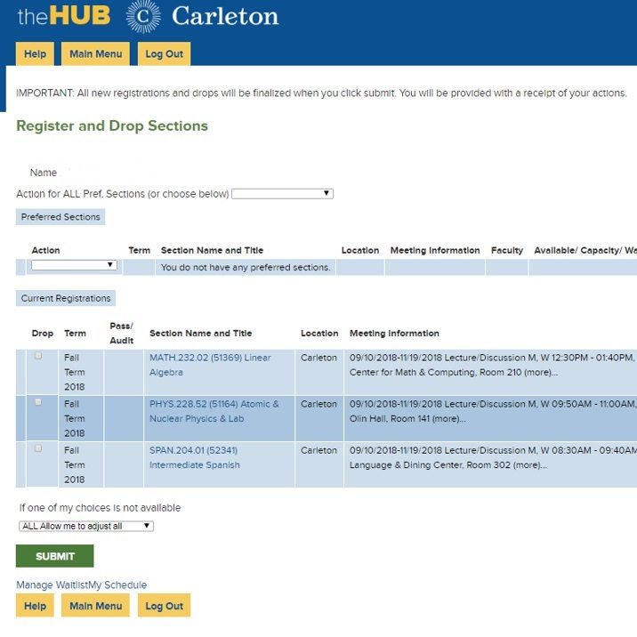 Registration Registrar’s Office Carleton College