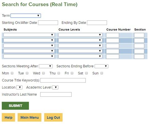 Search for Courses screenshot