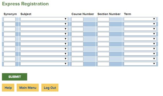 Express Registration screenshot