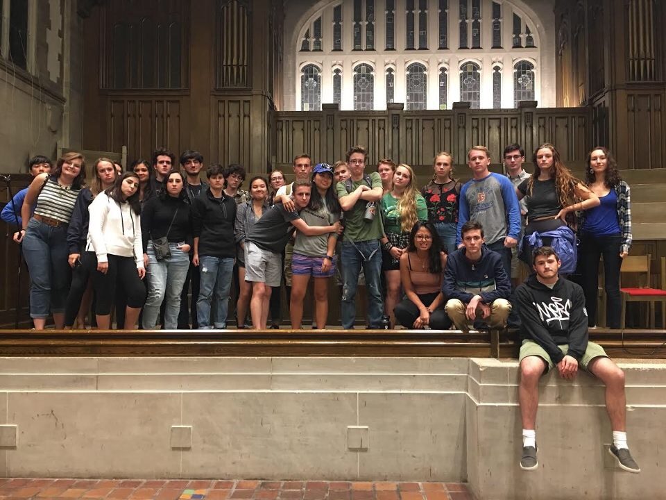 A group of students in Skinner Chapel