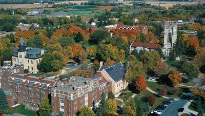 college campus aerial view