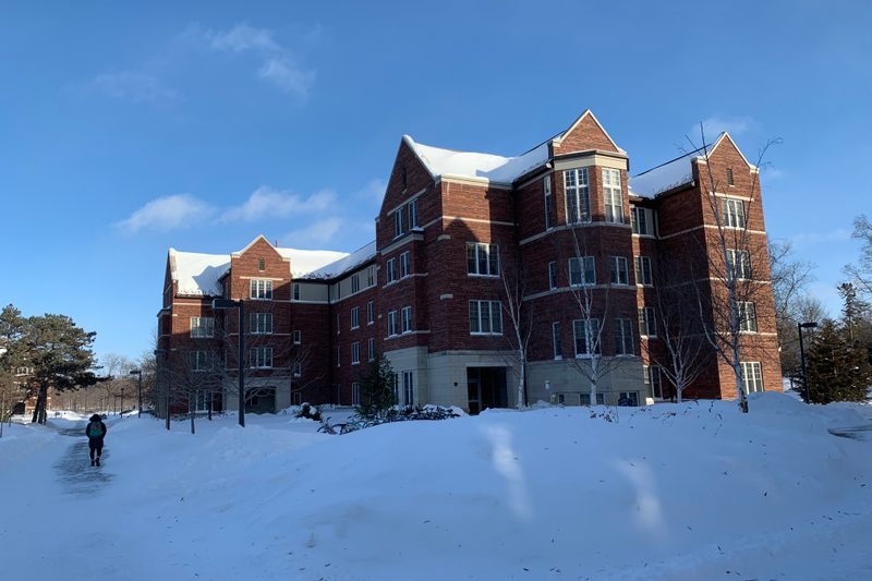 Cassat Hall covered in snow