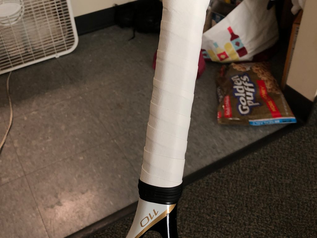 A newly wrapped tennis grip