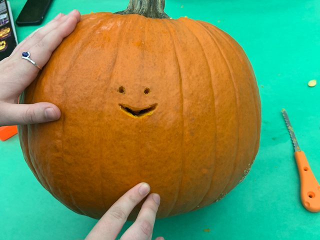 Smiley face on pumpkin