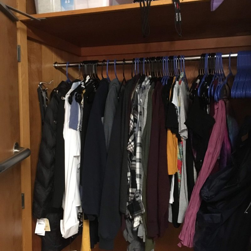 The inside of McKenna's closet