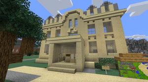 Minecraft Willis with a campus map