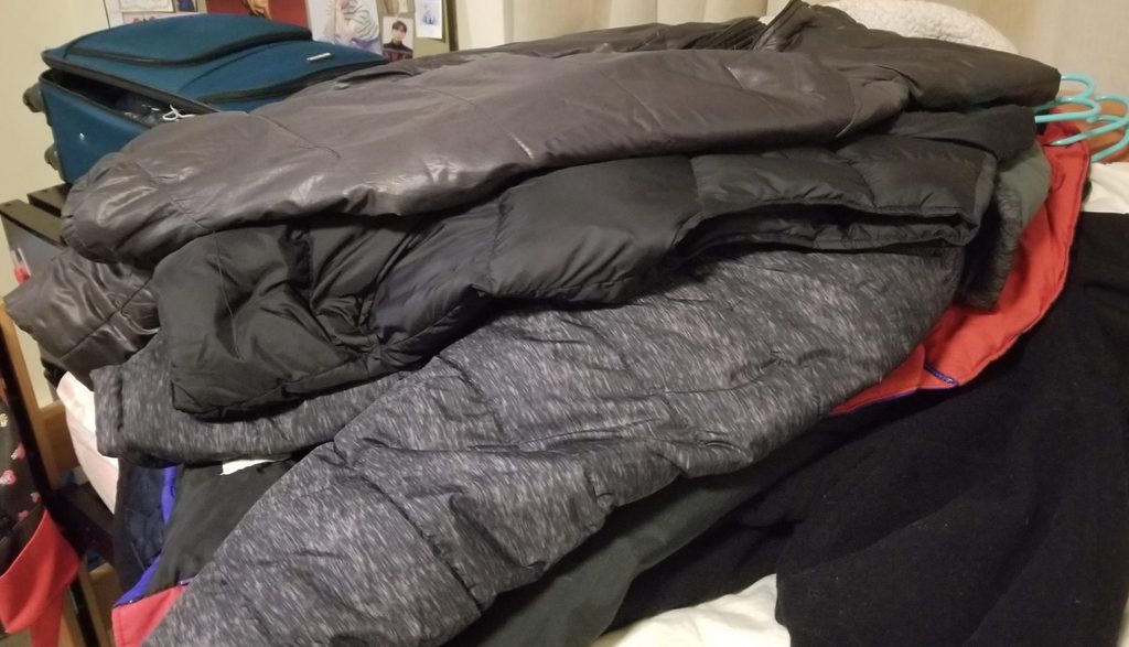 A Pile of Winter Jackets
