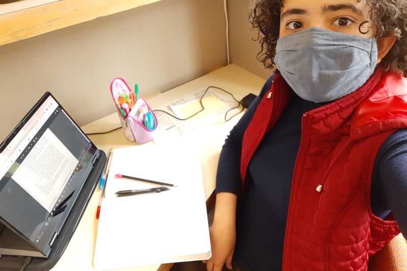 Me, studying in a personal desk in the third floor of the library.