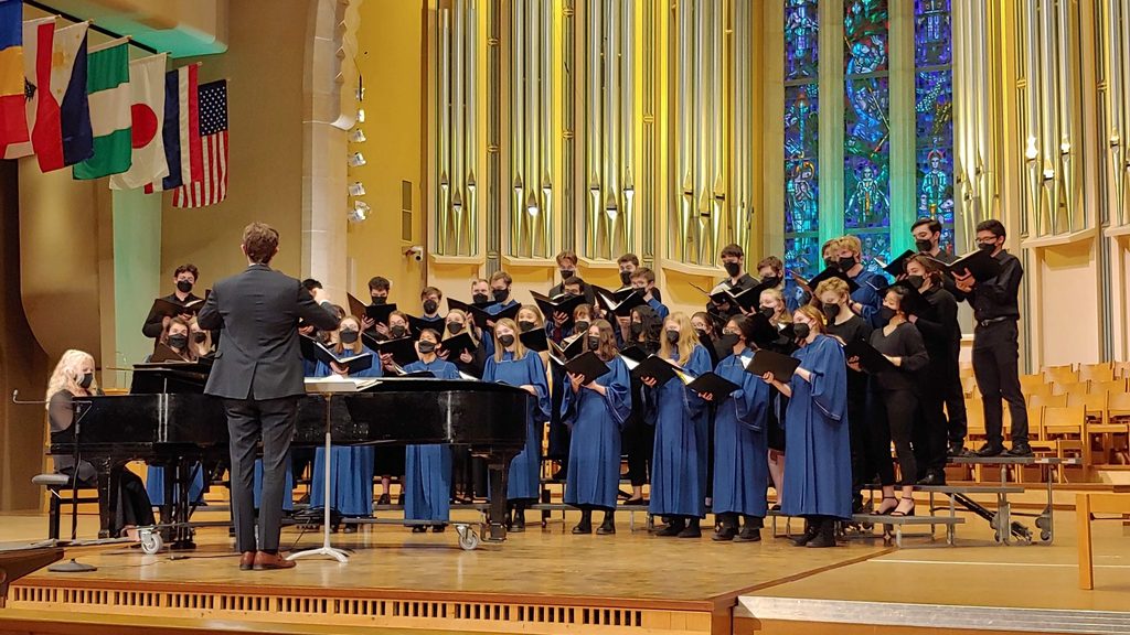Carleton Chamber Choir and St. Olaf Chamber Singers perform Fern Hill by John Corgliano